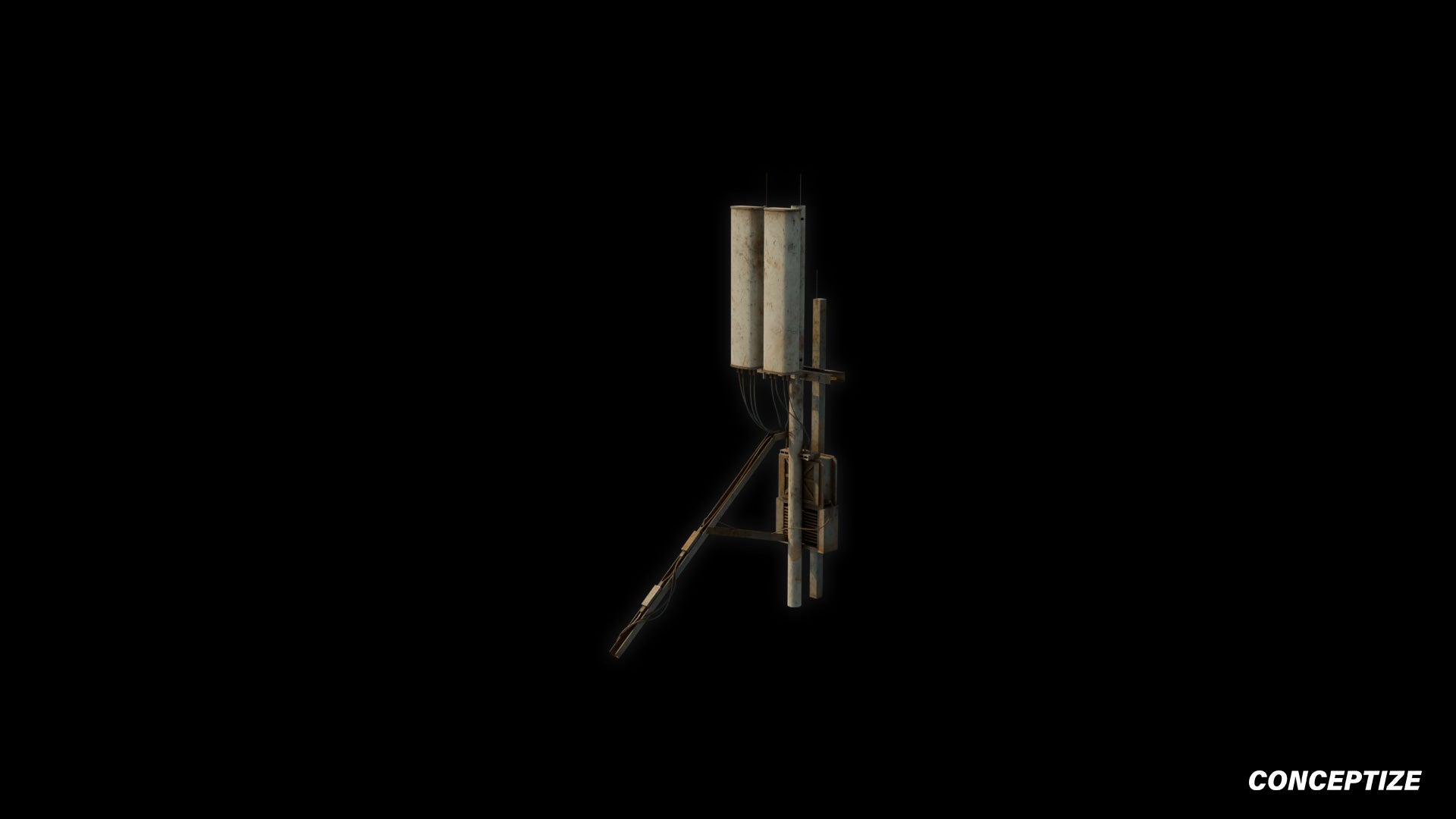Panel aerials sector antenna meticulously handcrafted PBR textured 3D asset optimized Blender Unreal Engine rooftop satellite communication prop realistic architectural visualization environment