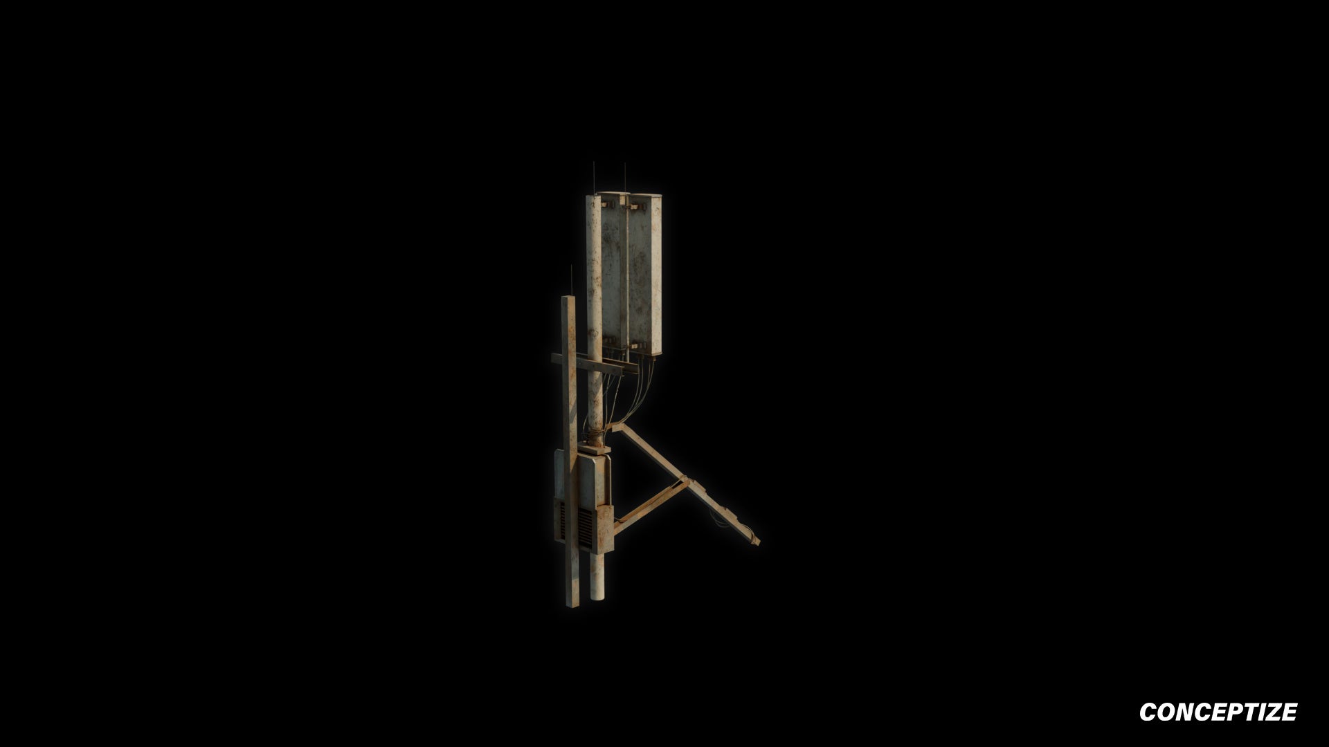 Panel aerials sector antenna meticulously handcrafted PBR textured 3D asset optimized Blender Unreal Engine rooftop satellite communication prop realistic architectural visualization environment