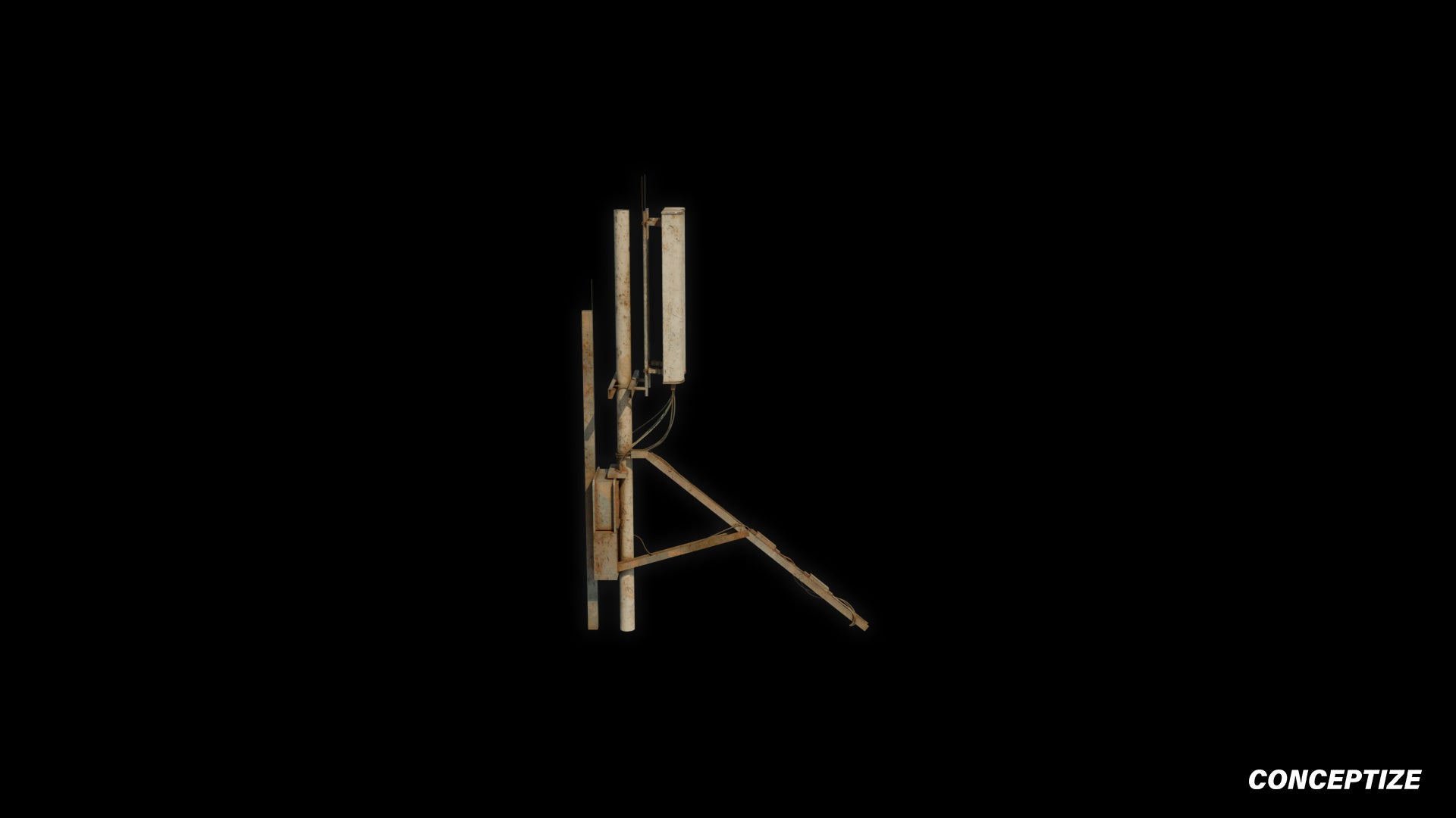 Panel aerials sector antenna meticulously handcrafted PBR textured 3D asset optimized Blender Unreal Engine rooftop satellite communication prop realistic architectural visualization environment