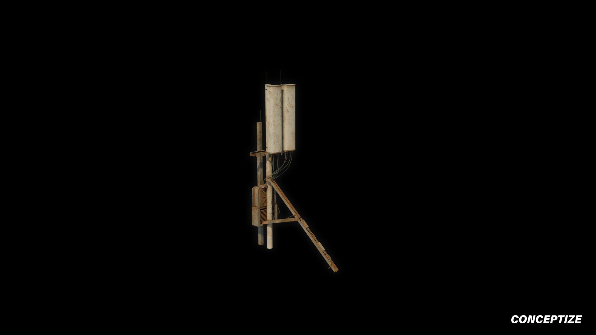 Panel aerials sector antenna meticulously handcrafted PBR textured 3D asset optimized Blender Unreal Engine rooftop satellite communication prop realistic architectural visualization environment