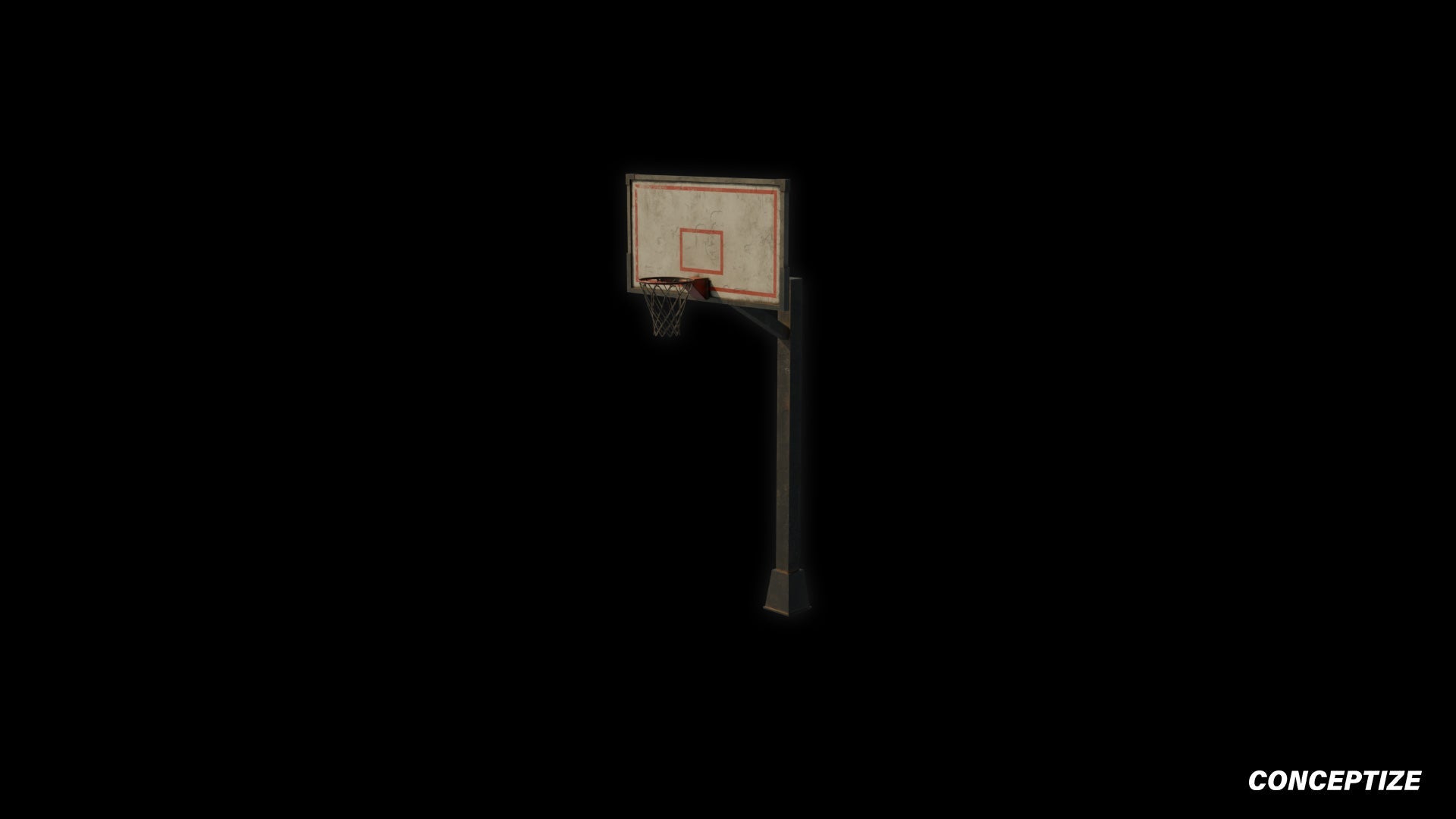 Basketball hoop meticulously handcrafted PBR textured 3D asset optimized Blender Unreal Engine sports court playground urban environment prop