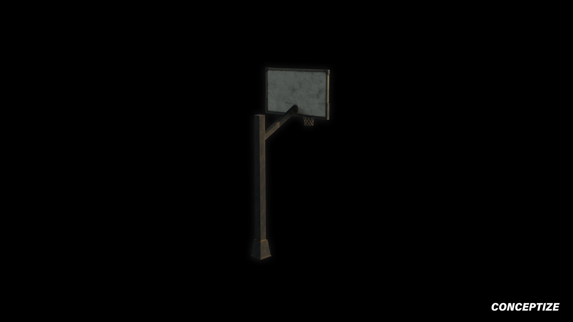 Basketball hoop meticulously handcrafted PBR textured 3D asset optimized Blender Unreal Engine sports court playground urban environment prop
