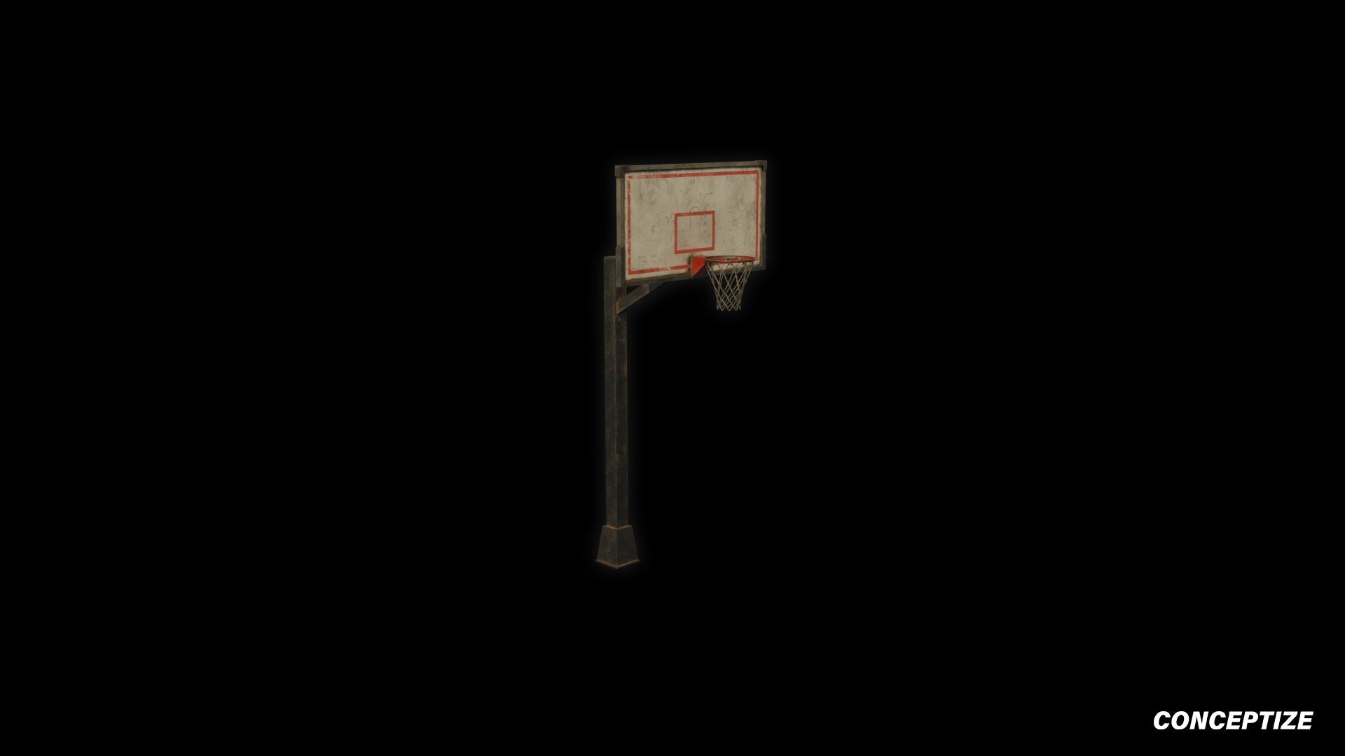 Basketball hoop meticulously handcrafted PBR textured 3D asset optimized Blender Unreal Engine sports court playground urban environment prop