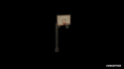 Basketball hoop meticulously handcrafted PBR textured 3D asset optimized Blender Unreal Engine sports court playground urban environment prop