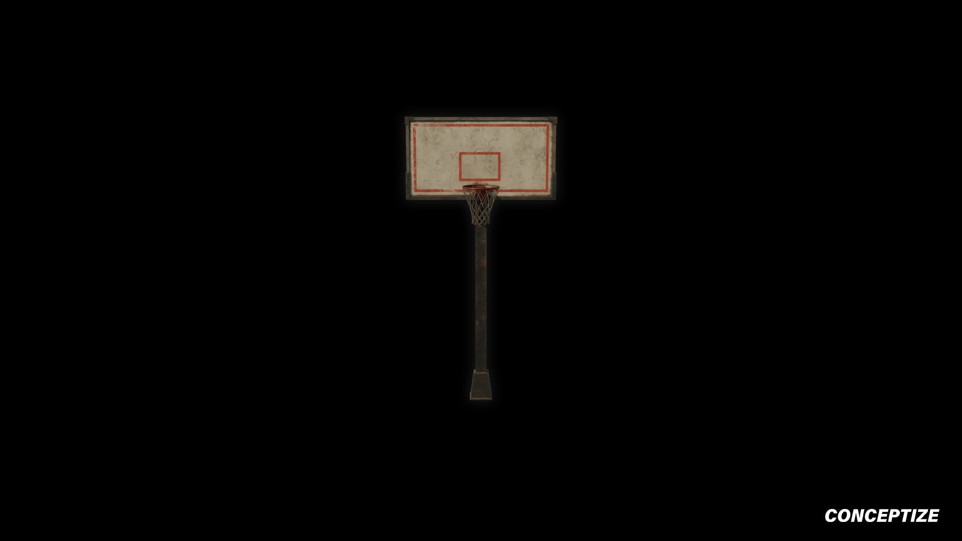 Basketball hoop meticulously handcrafted PBR textured 3D asset optimized Blender Unreal Engine sports court playground urban environment prop