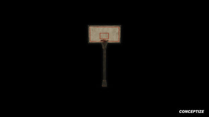 Basketball hoop meticulously handcrafted PBR textured 3D asset optimized Blender Unreal Engine sports court playground urban environment prop