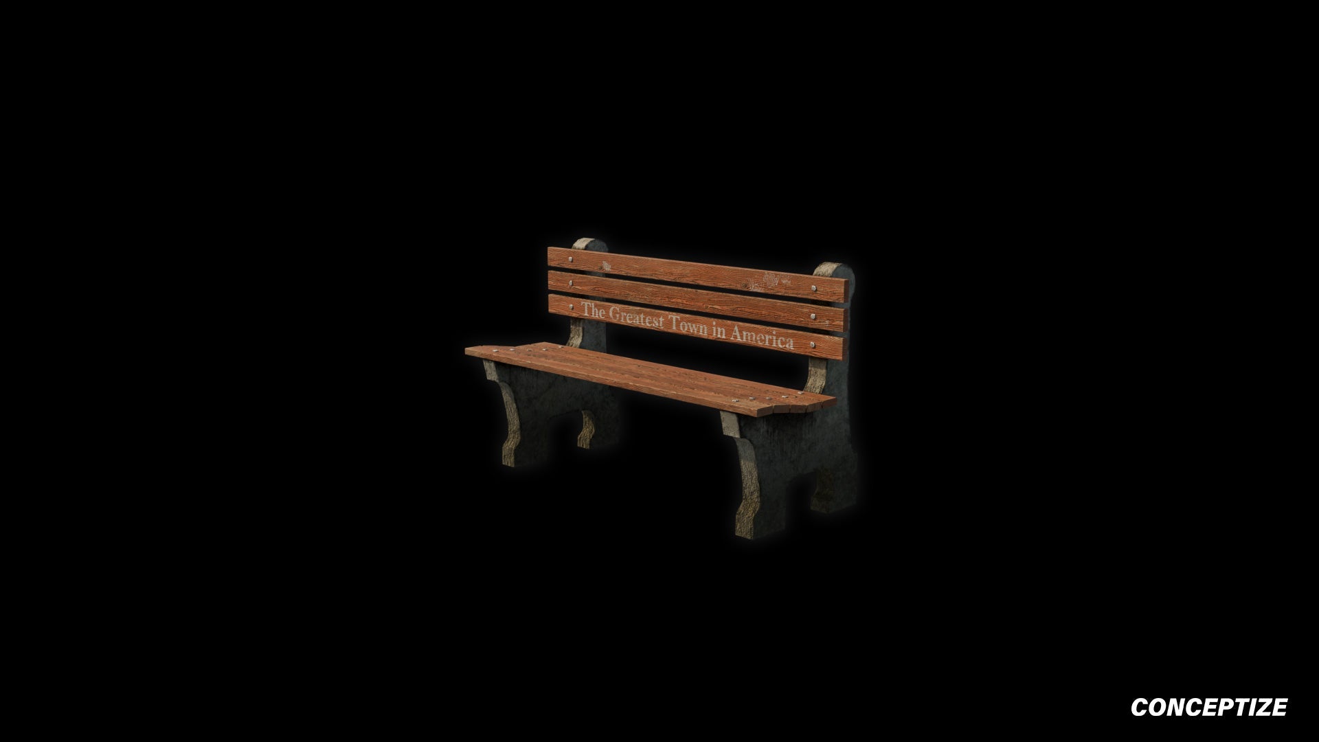 American classic bench meticulously handcrafted PBR textured 3D asset optimized Blender Unreal Engine urban park street public space environments