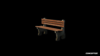 American classic bench meticulously handcrafted PBR textured 3D asset optimized Blender Unreal Engine urban park street public space environments