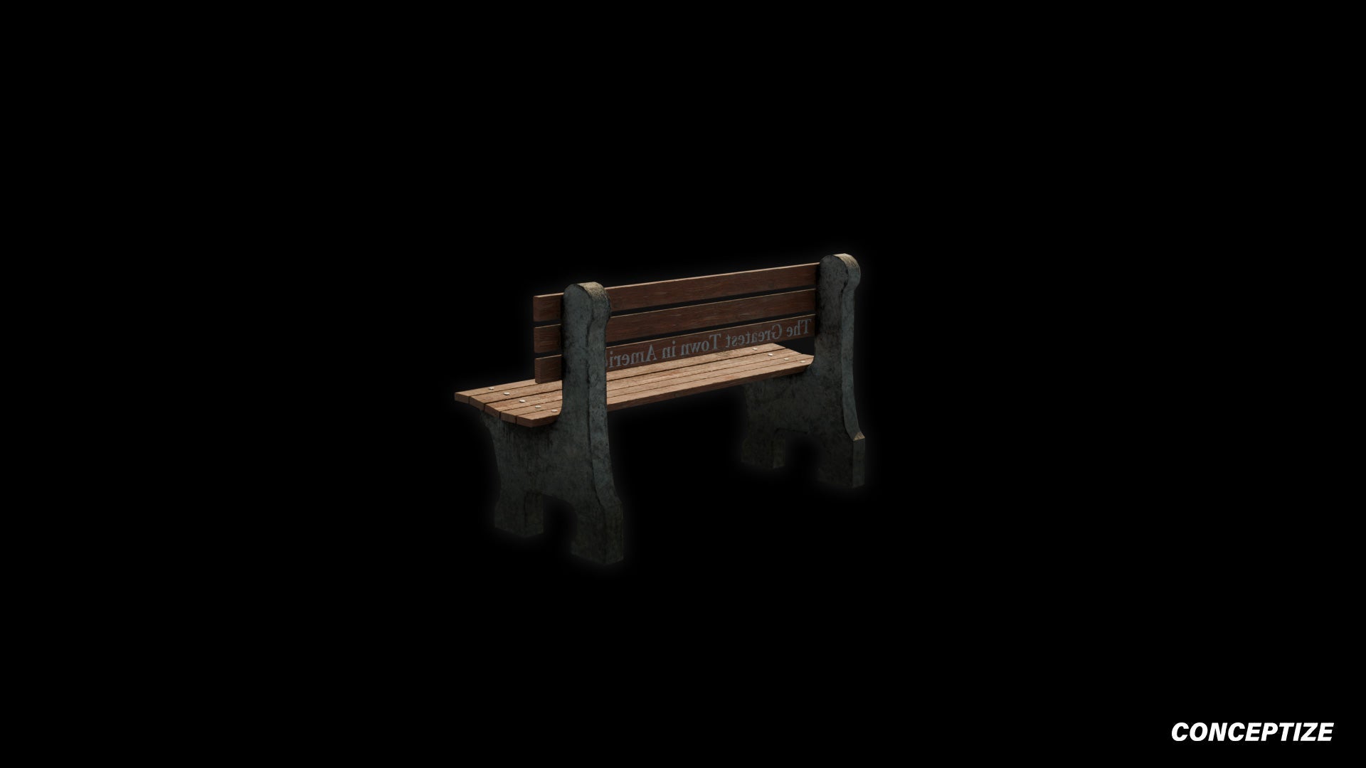 American classic bench meticulously handcrafted PBR textured 3D asset optimized Blender Unreal Engine urban park street public space environments