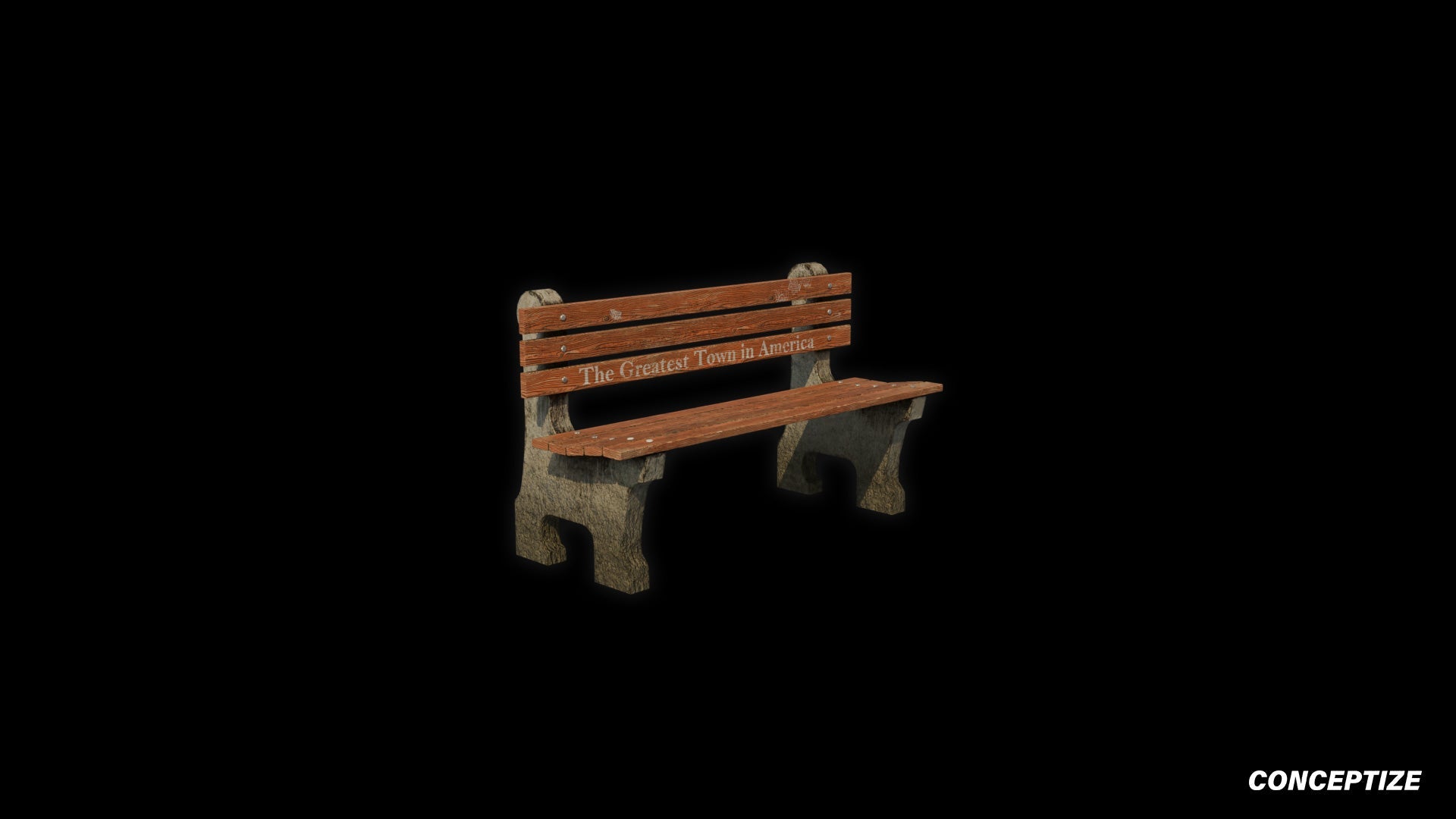 American classic bench meticulously handcrafted PBR textured 3D asset optimized Blender Unreal Engine urban park street public space environments