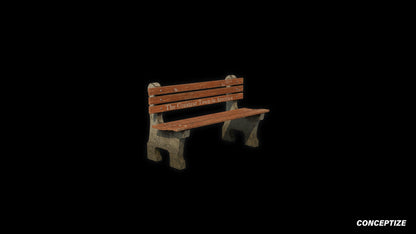 American classic bench meticulously handcrafted PBR textured 3D asset optimized Blender Unreal Engine urban park street public space environments