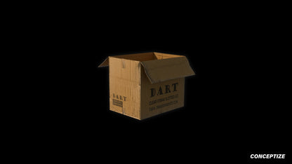 Closed cardboard box meticulously handcrafted PBR textured 3D asset optimized Blender Unreal Engine urban streetscapes alleyways sidewalks high detail