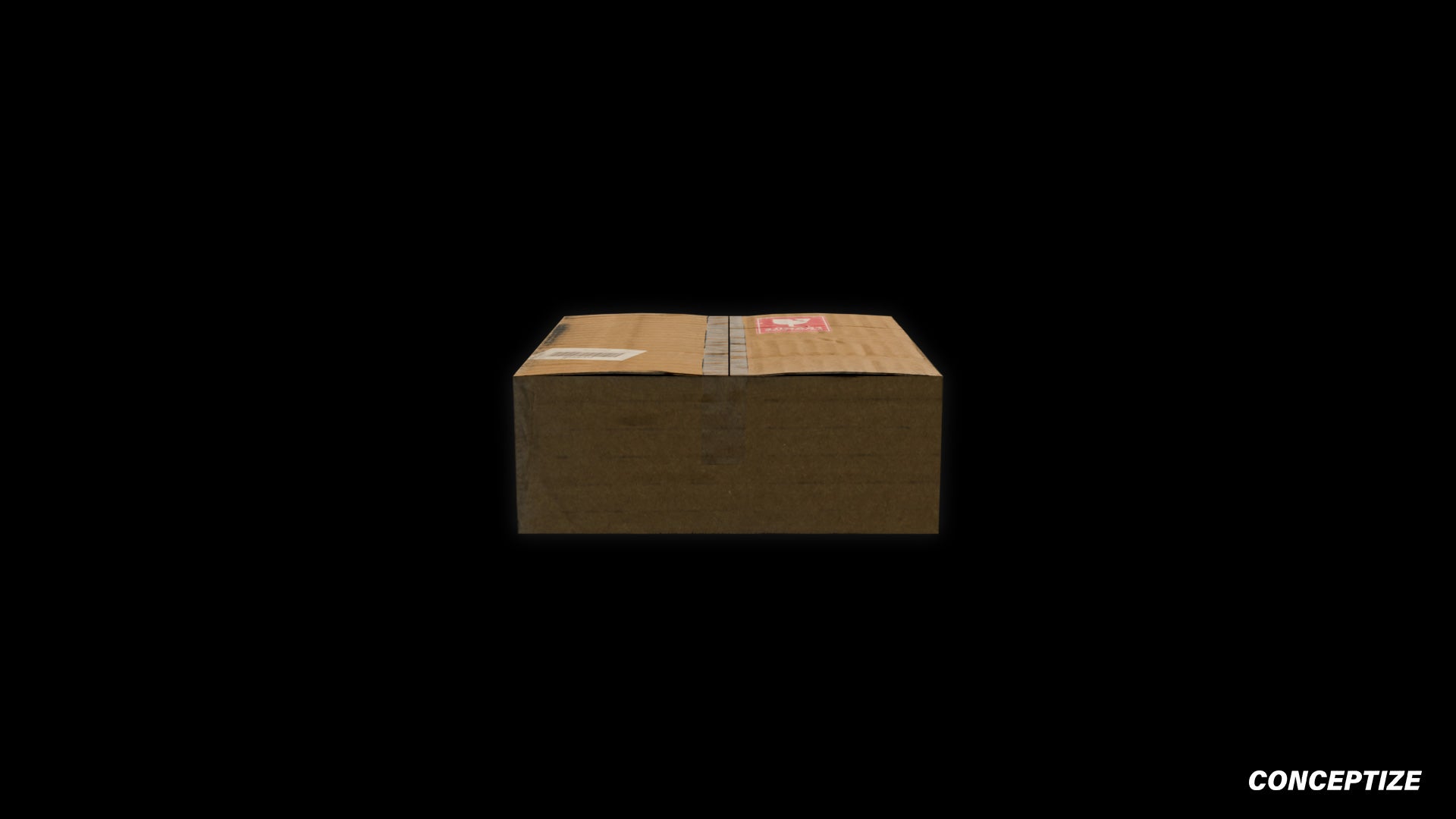 Closed cardboard box meticulously handcrafted PBR textured 3D asset optimized Blender Unreal Engine urban streetscapes alleyways sidewalks high detail