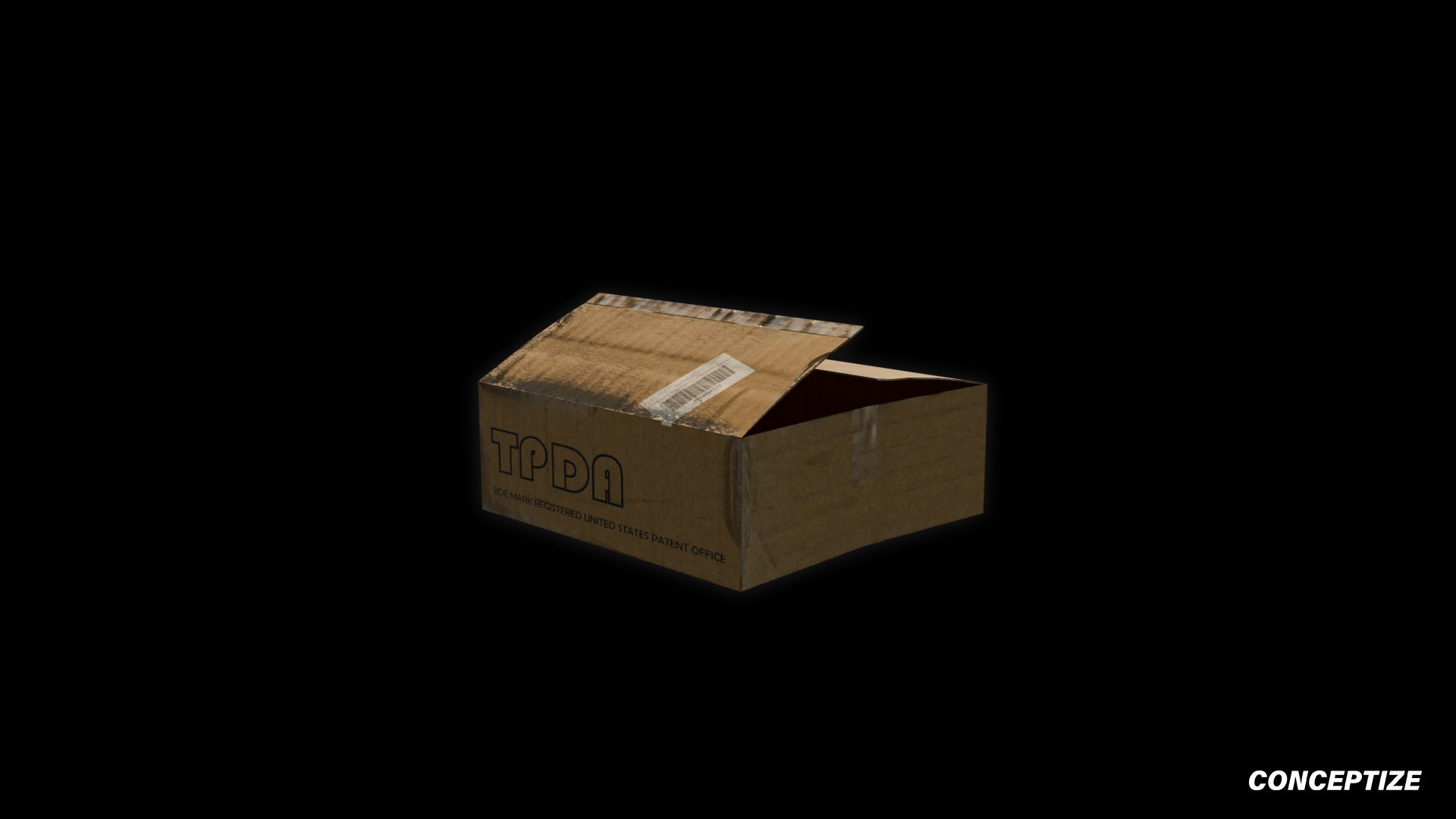 Open cardboard box meticulously handcrafted PBR textured 3D asset optimized Blender Unreal Engine urban streetscapes alleyways sidewalks high detail