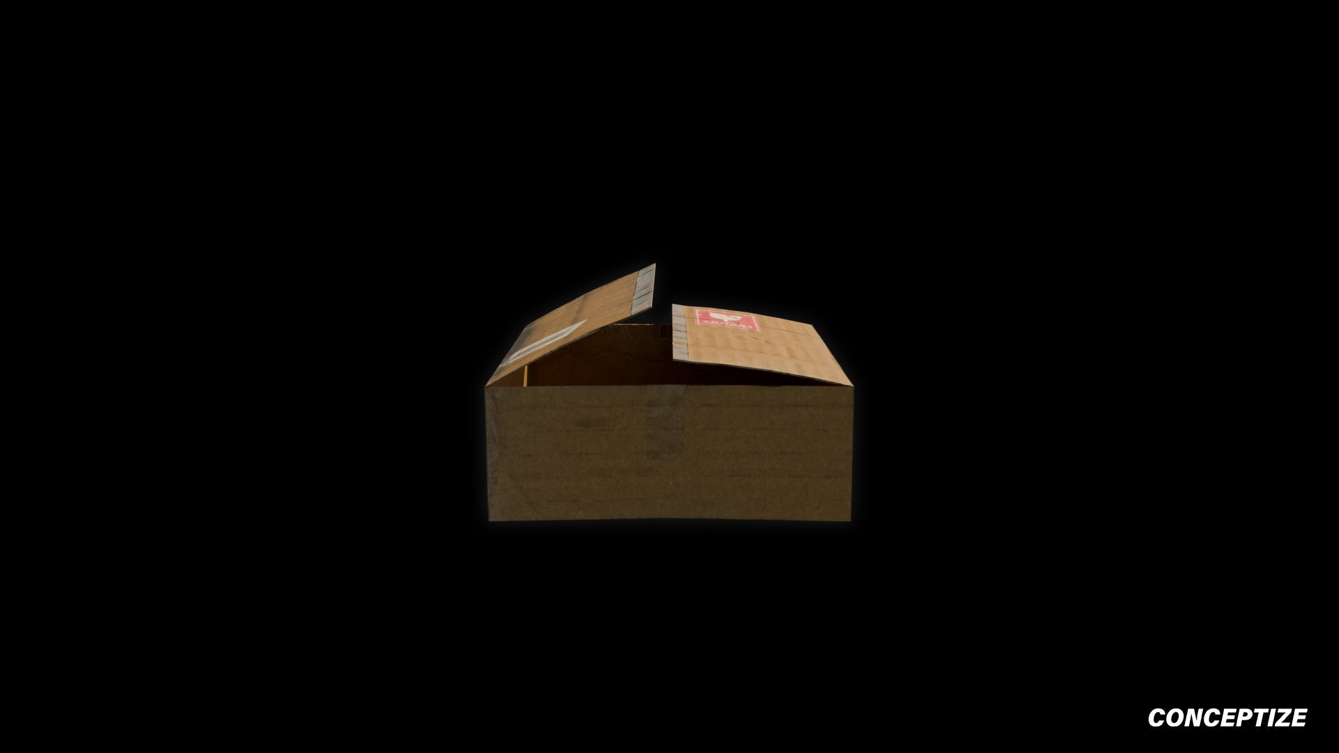 Open cardboard box meticulously handcrafted PBR textured 3D asset optimized Blender Unreal Engine urban streetscapes alleyways sidewalks high detail