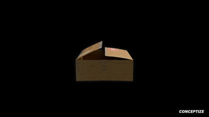 Open cardboard box meticulously handcrafted PBR textured 3D asset optimized Blender Unreal Engine urban streetscapes alleyways sidewalks high detail