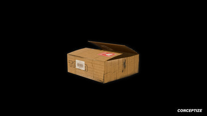 Open cardboard box meticulously handcrafted PBR textured 3D asset optimized Blender Unreal Engine urban streetscapes alleyways sidewalks high detail