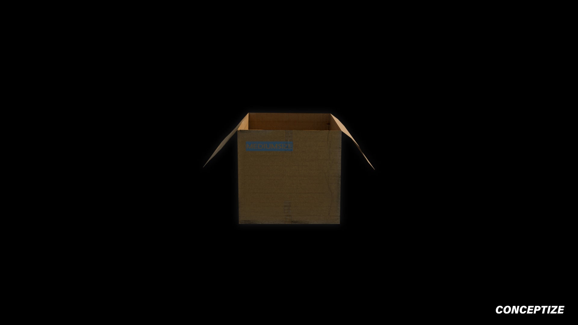 Open cardboard box meticulously handcrafted PBR textured 3D asset optimized Blender Unreal Engine urban streetscapes alleyways sidewalks high detail
