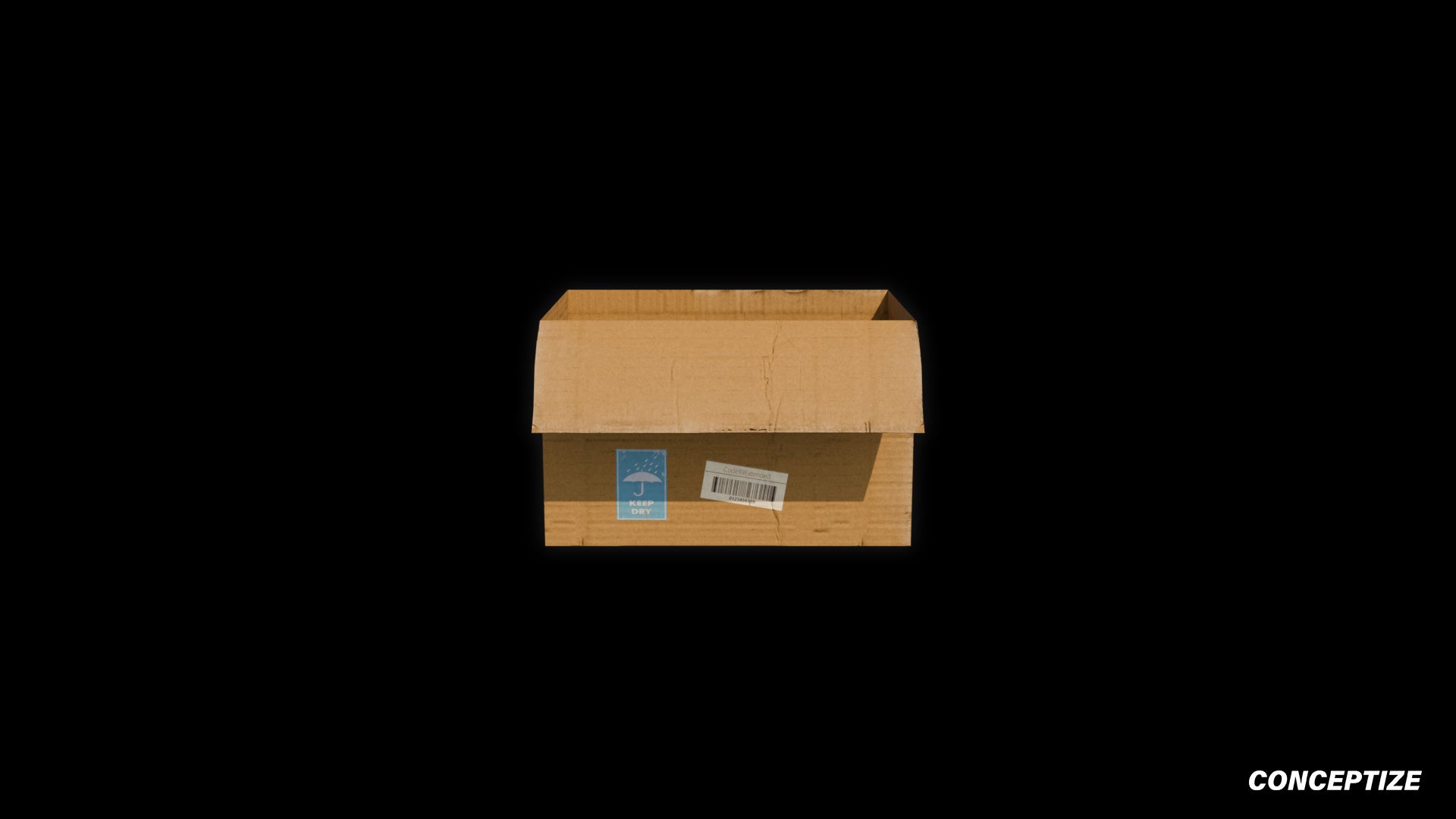 Open cardboard box meticulously handcrafted PBR textured 3D asset optimized Blender Unreal Engine urban streetscapes alleyways sidewalks high detail