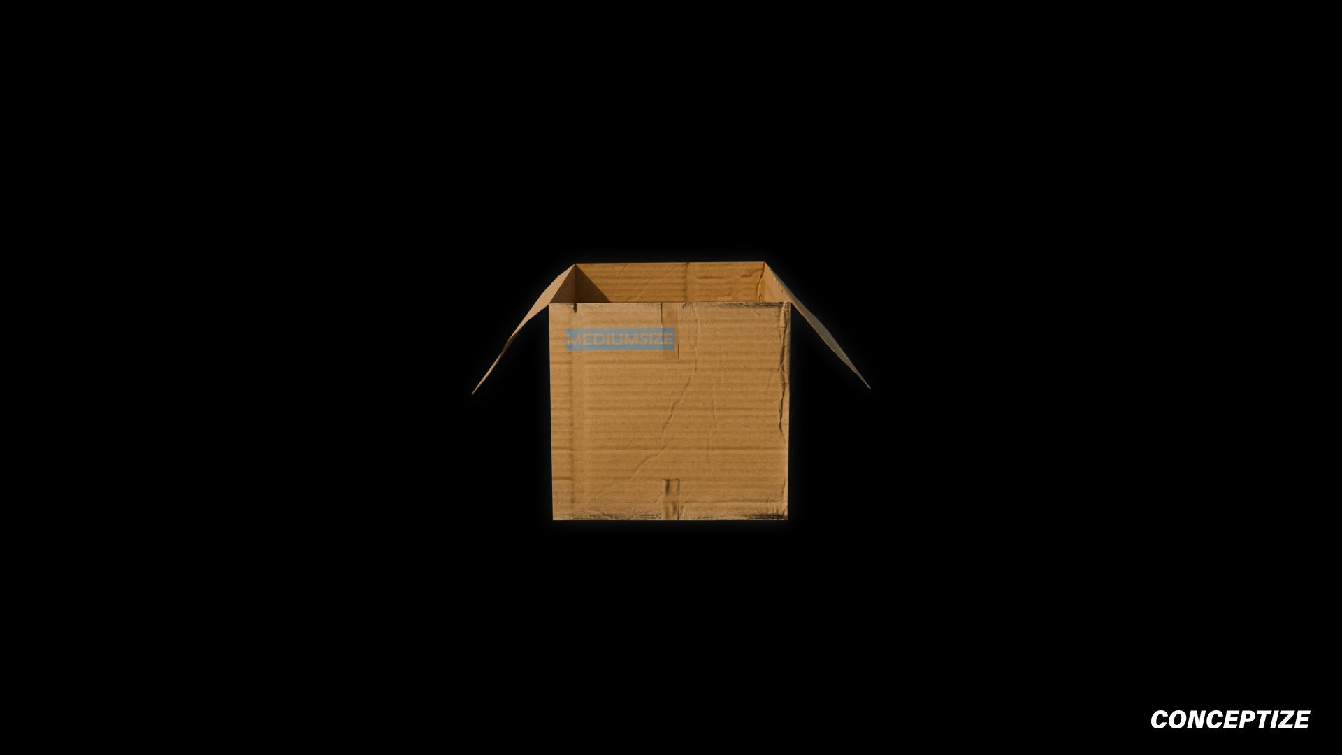 Open cardboard box meticulously handcrafted PBR textured 3D asset optimized Blender Unreal Engine urban streetscapes alleyways sidewalks high detail