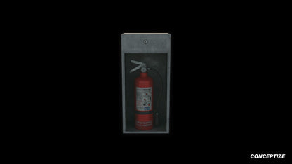 Mounted fire extinguisher meticulously handcrafted PBR textured 3D asset optimized Blender Unreal Engine urban interiors industrial safety environments