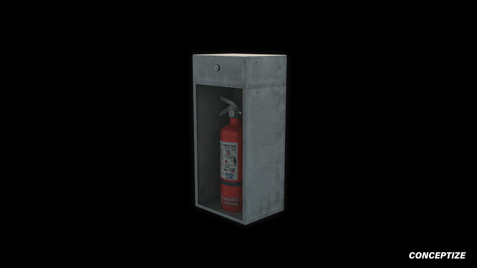 Mounted fire extinguisher meticulously handcrafted PBR textured 3D asset optimized Blender Unreal Engine urban interiors industrial safety environments