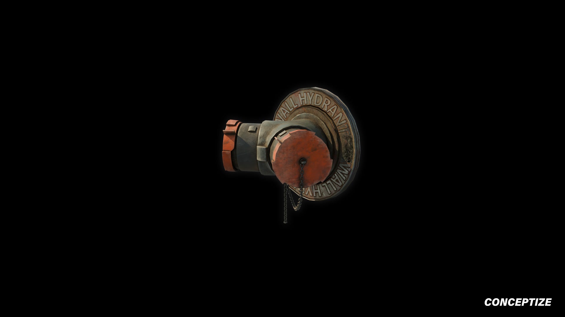 American fire hydrant wall mounted meticulously handcrafted PBR textured 3D asset optimized Blender Unreal Engine urban streets building exteriors