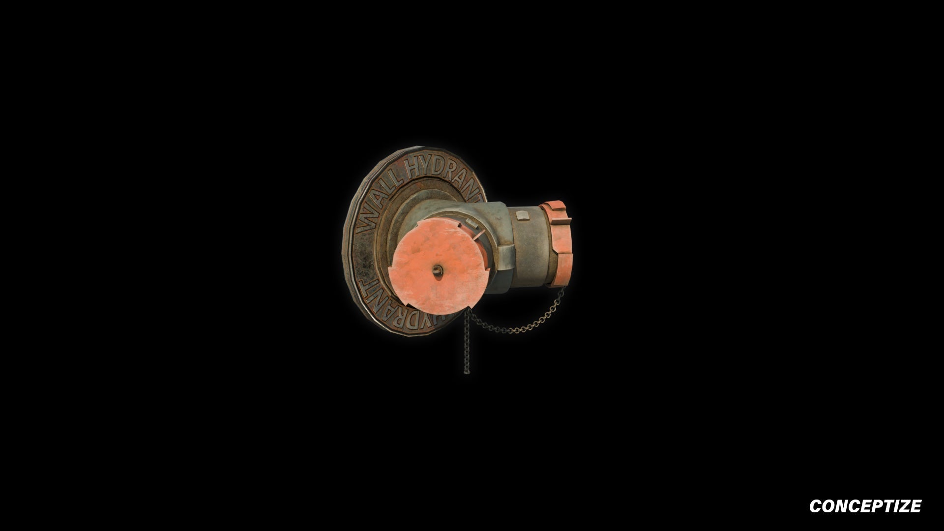 American fire hydrant wall mounted meticulously handcrafted PBR textured 3D asset optimized Blender Unreal Engine urban streets building exteriors