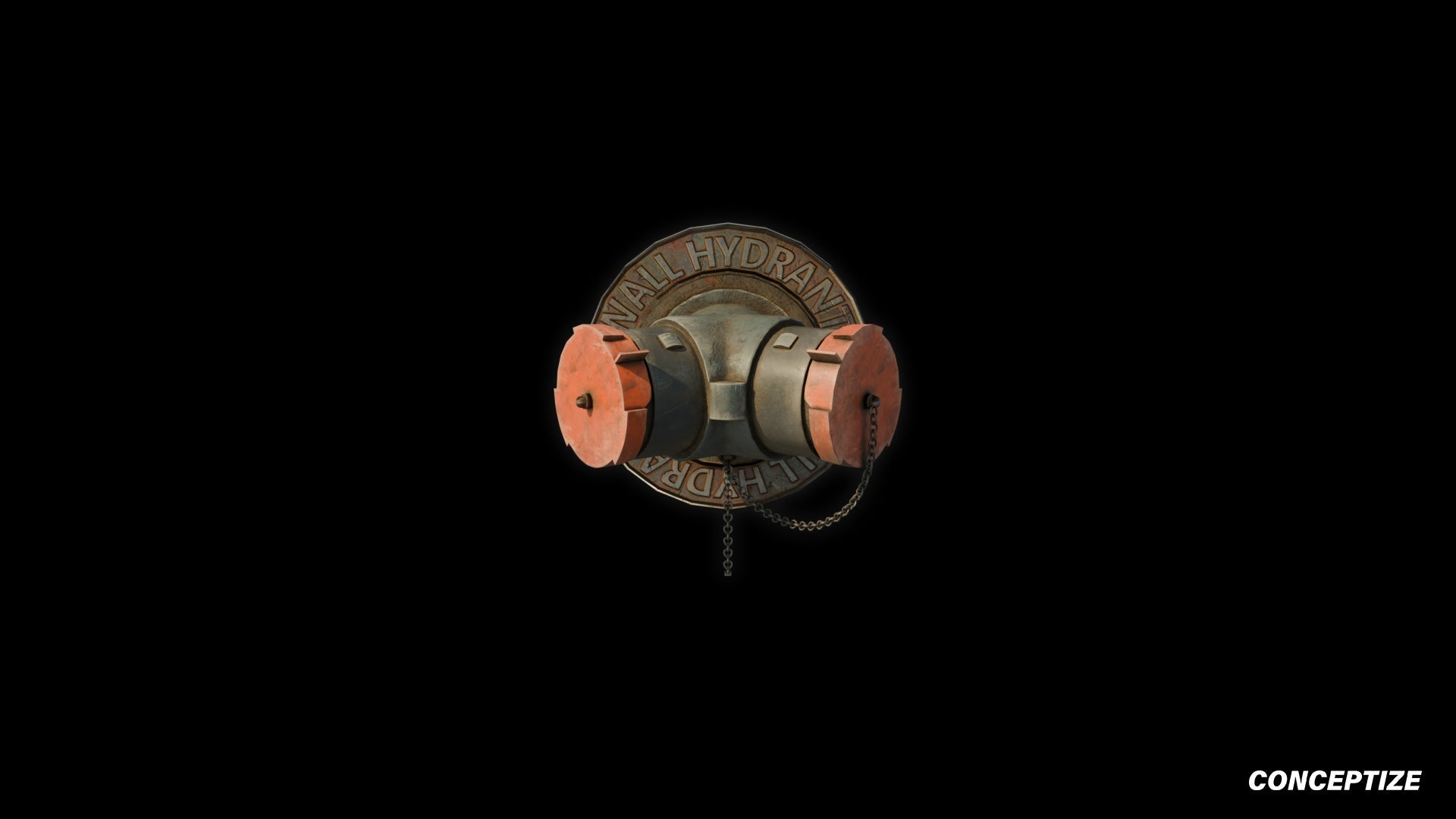 American fire hydrant wall mounted meticulously handcrafted PBR textured 3D asset optimized Blender Unreal Engine urban streets building exteriors