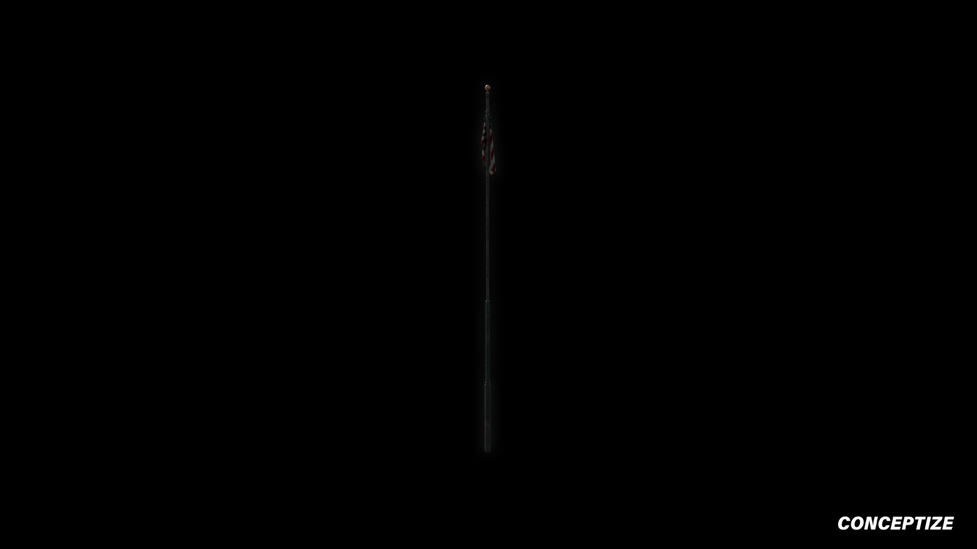American flag pole meticulously handcrafted PBR textured 3D asset optimized Blender Unreal Engine urban streets building exteriors patriotic environments