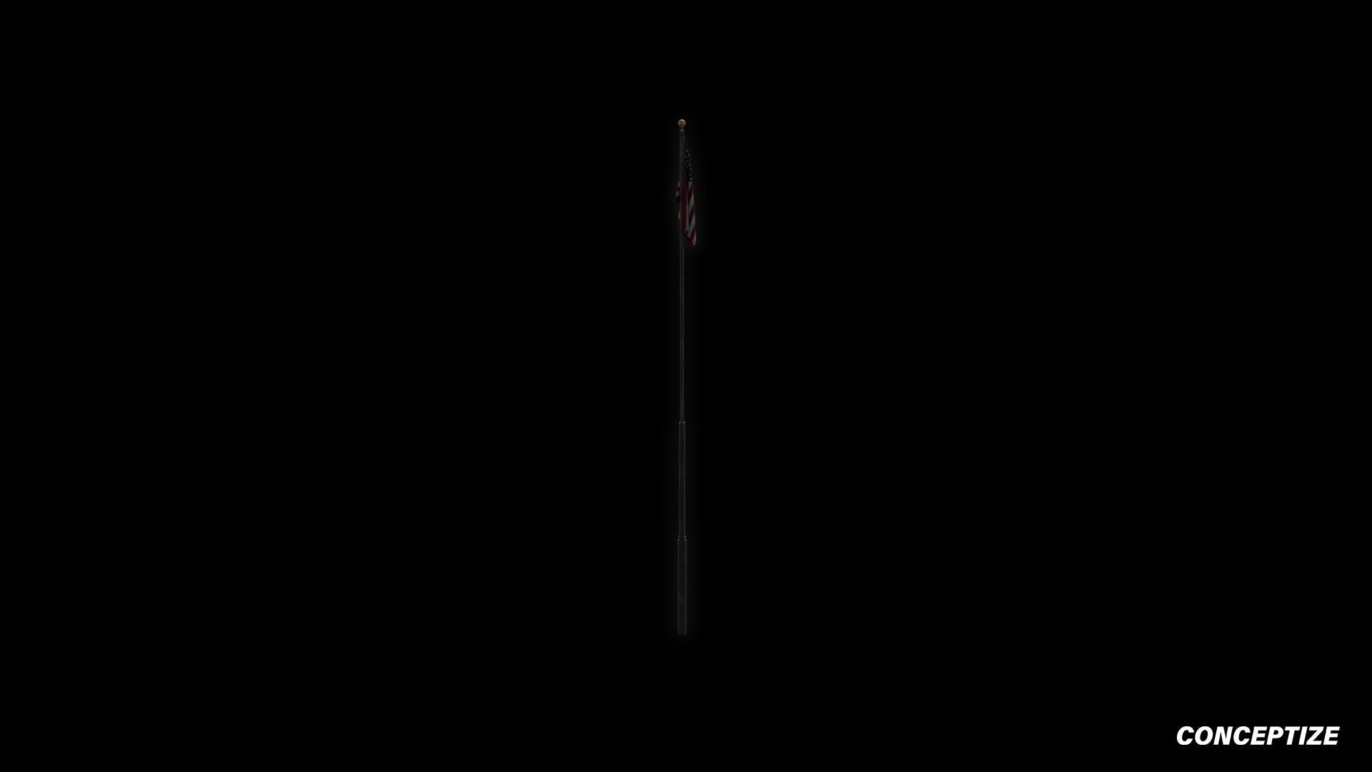 American flag pole meticulously handcrafted PBR textured 3D asset optimized Blender Unreal Engine urban streets building exteriors patriotic environments