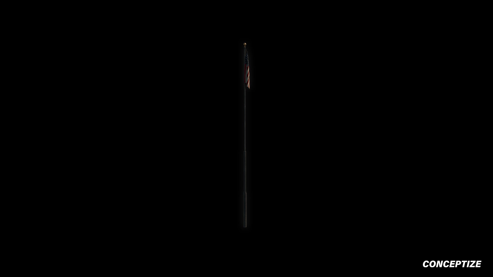 American flag pole meticulously handcrafted PBR textured 3D asset optimized Blender Unreal Engine urban streets building exteriors patriotic environments