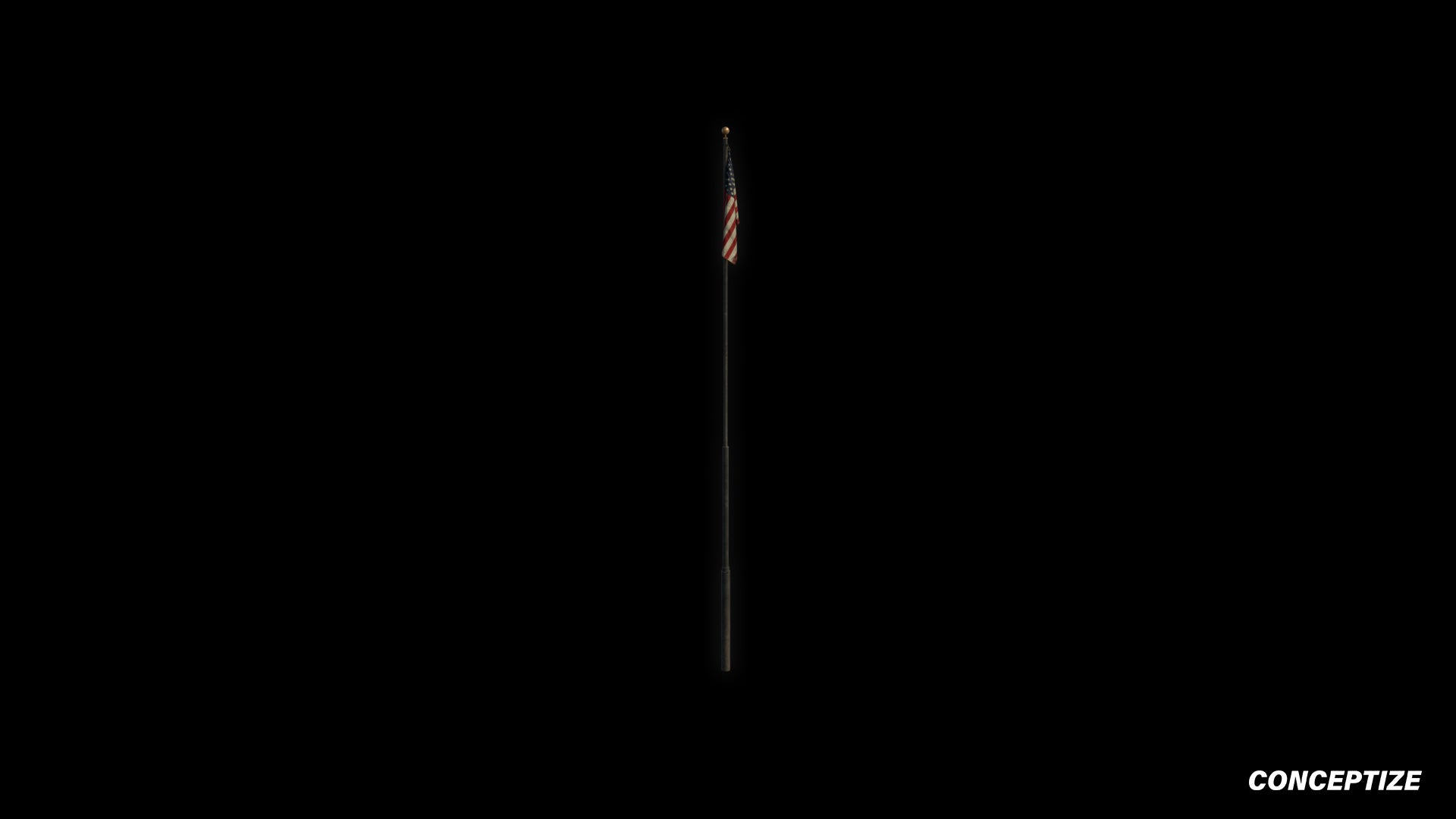 American flag pole meticulously handcrafted PBR textured 3D asset optimized Blender Unreal Engine urban streets building exteriors patriotic environments