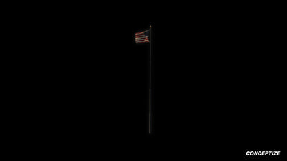 American flag pole meticulously handcrafted PBR textured 3D asset optimized Blender Unreal Engine urban streets building exteriors patriotic environments
