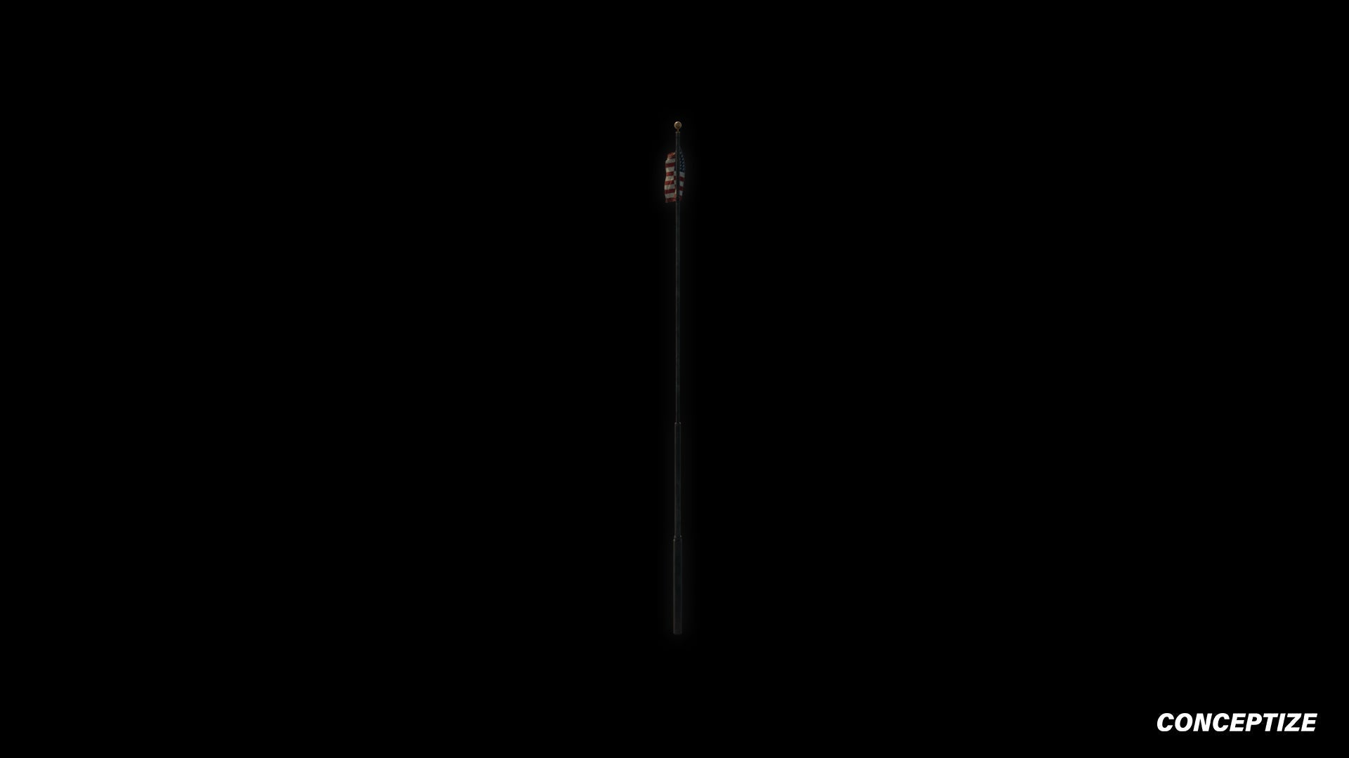 American flag pole meticulously handcrafted PBR textured 3D asset optimized Blender Unreal Engine urban streets building exteriors patriotic environments