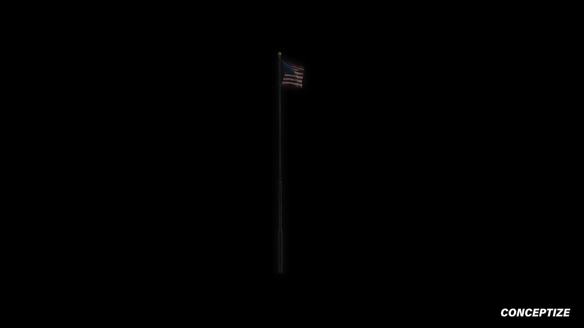 American flag pole meticulously handcrafted PBR textured 3D asset optimized Blender Unreal Engine urban streets building exteriors patriotic environments