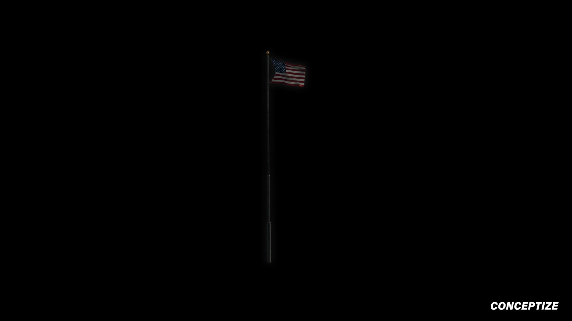 American flag pole meticulously handcrafted PBR textured 3D asset optimized Blender Unreal Engine urban streets building exteriors patriotic environments