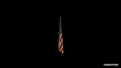 American mounted flag meticulously handcrafted PBR textured 3D asset optimized Blender Unreal Engine building exteriors urban streets patriotic environments