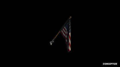 American mounted flag meticulously handcrafted PBR textured 3D asset optimized Blender Unreal Engine building exteriors urban streets patriotic environments