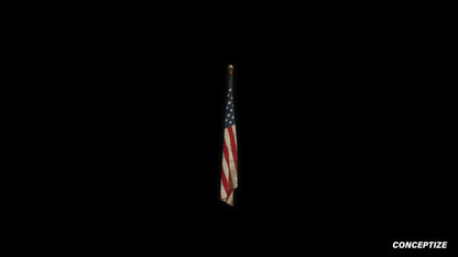 American mounted flag meticulously handcrafted PBR textured 3D asset optimized Blender Unreal Engine building exteriors urban streets patriotic environments