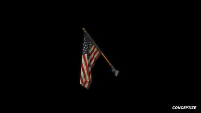 American mounted flag meticulously handcrafted PBR textured 3D asset optimized Blender Unreal Engine building exteriors urban streets patriotic environments