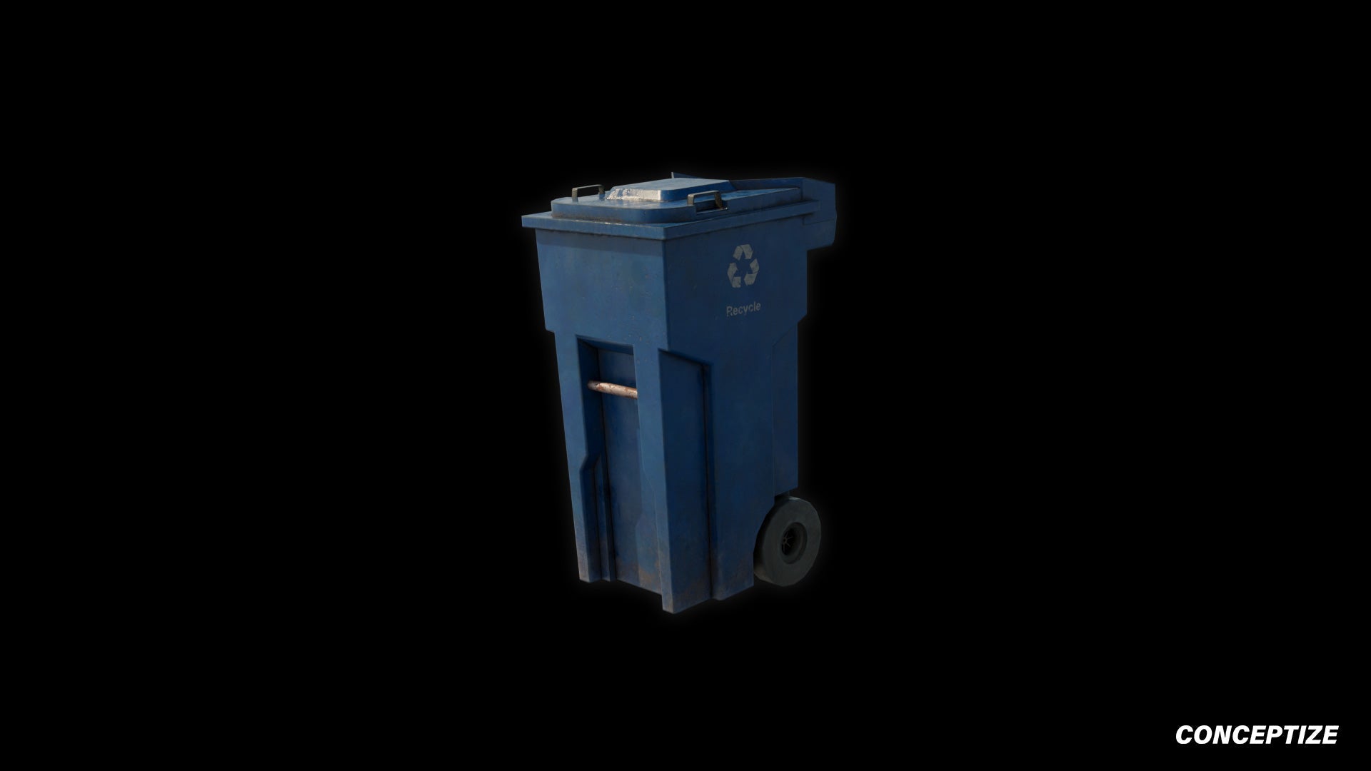 American blue garbage container meticulously handcrafted PBR textured 3D asset optimized Blender Unreal Engine urban trash bins dumpsters public spaces alleys