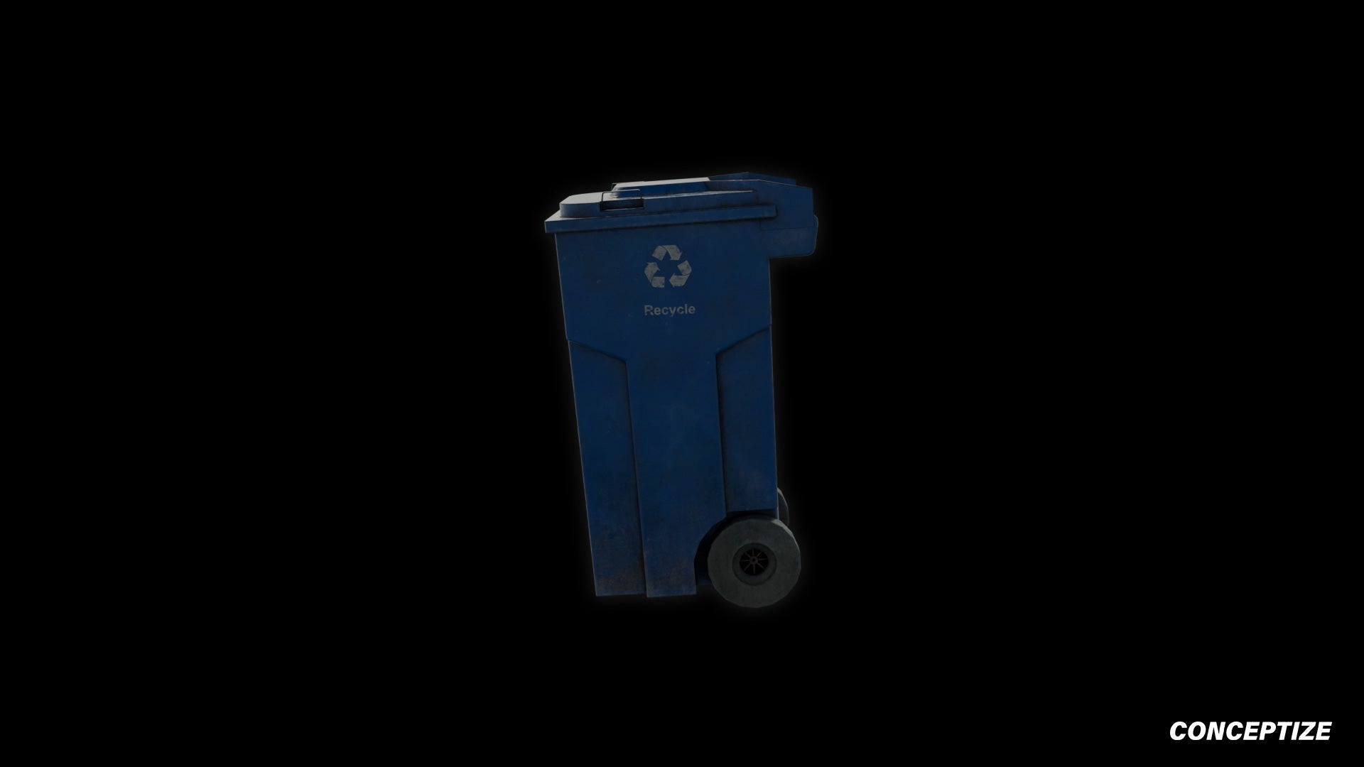 American blue garbage container meticulously handcrafted PBR textured 3D asset optimized Blender Unreal Engine urban trash bins dumpsters public spaces alleys