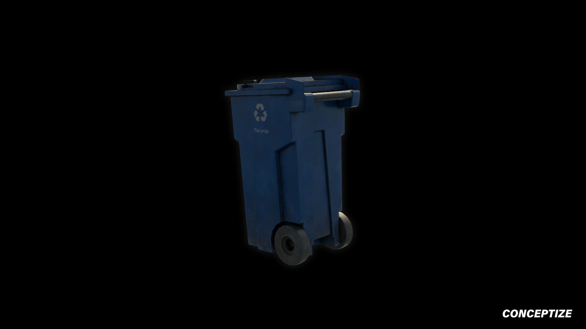 American blue garbage container meticulously handcrafted PBR textured 3D asset optimized Blender Unreal Engine urban trash bins dumpsters public spaces alleys