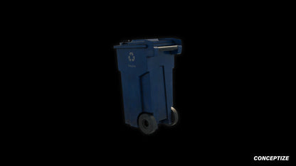 American blue garbage container meticulously handcrafted PBR textured 3D asset optimized Blender Unreal Engine urban trash bins dumpsters public spaces alleys