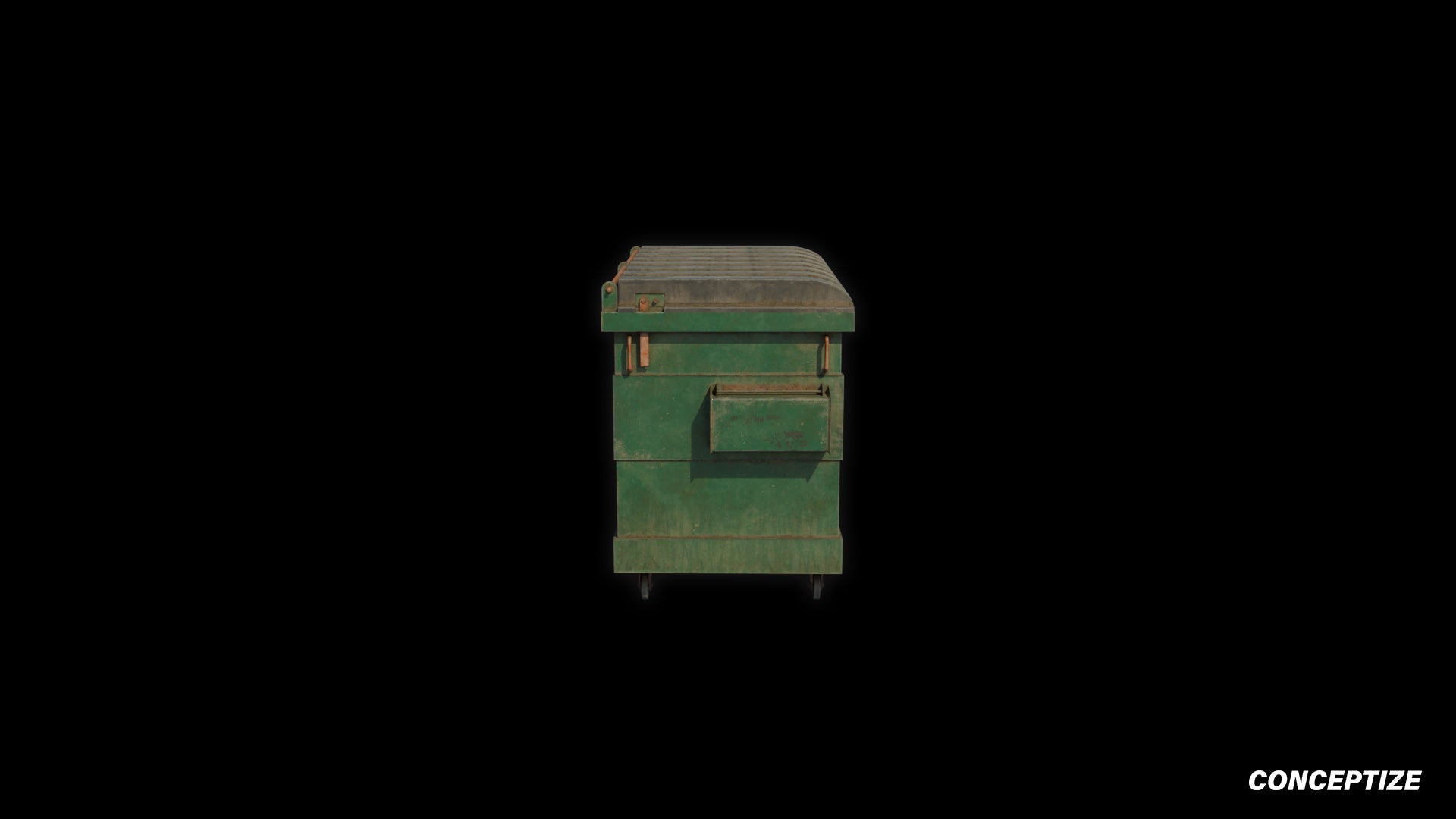 American garbage container meticulously handcrafted PBR textured 3D asset optimized Blender Unreal Engine urban trash bins dumpsters public spaces alleys
