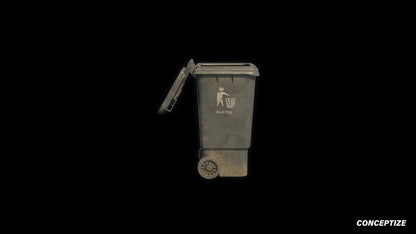 American garbage container meticulously handcrafted PBR textured 3D asset optimized Blender Unreal Engine urban trash bins dumpsters public spaces alleys
