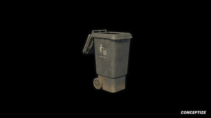 American garbage container meticulously handcrafted PBR textured 3D asset optimized Blender Unreal Engine urban trash bins dumpsters public spaces alleys