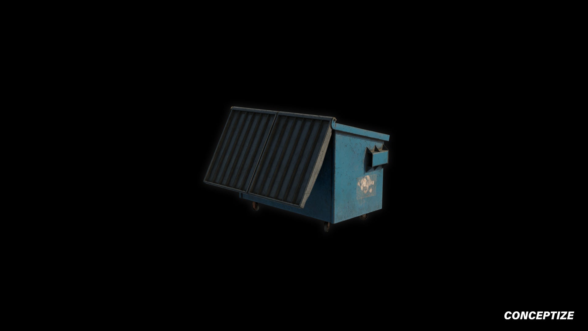 American garbage container meticulously handcrafted PBR textured 3D asset optimized Blender Unreal Engine urban trash bins dumpsters public spaces alleys