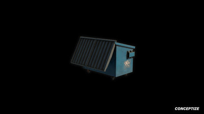 American garbage container meticulously handcrafted PBR textured 3D asset optimized Blender Unreal Engine urban trash bins dumpsters public spaces alleys